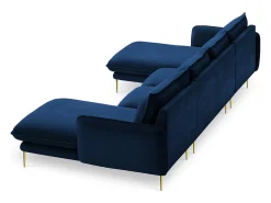New Cosmopolitan Design - Sofá panorâmico "Vienna" 6 lugares em veludo azul real - 350x170x95cm Azul escuro