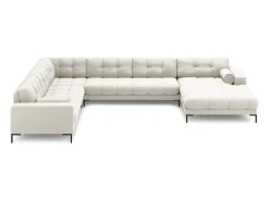 Sofá|Cosmopolitan Design - Sofá de canto panorâmico à esquerda "Bali" 7 lugares em tecido estrutural claro - 327x256x75cm Bege
