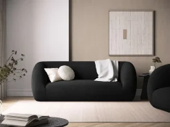 Sofá*Cosmopolitan Design - Sofá "Essen" 2 lugares em tecido bouclé - 210x95x86cm Preto