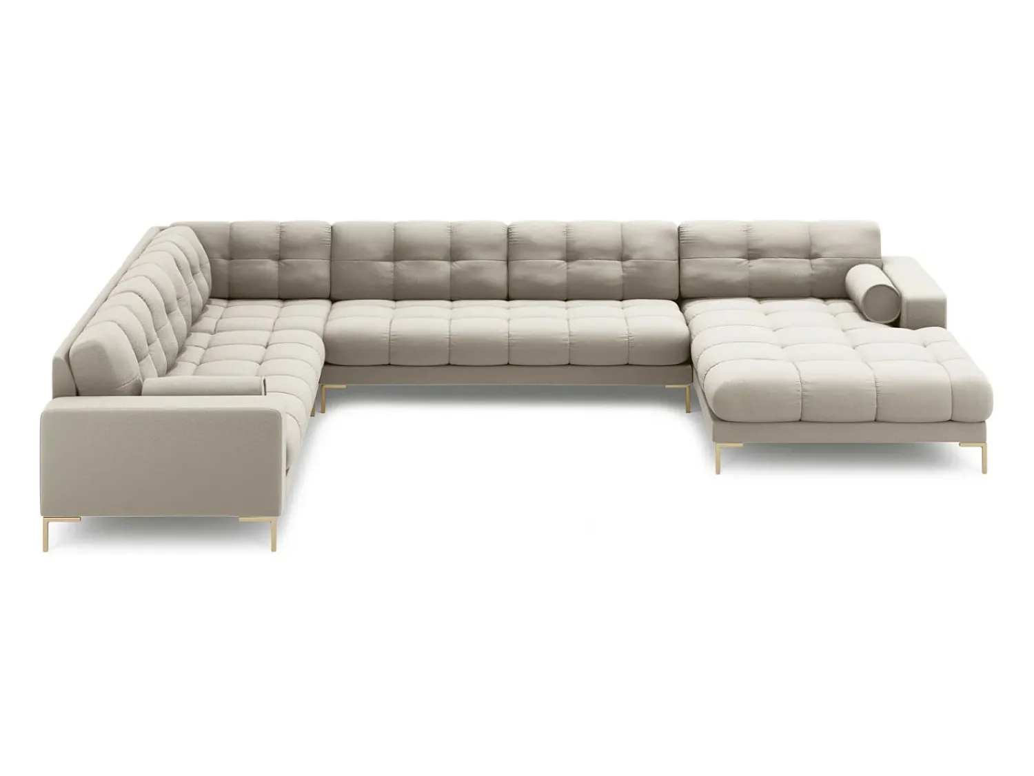 Cosmopolitan Design - Sofá de canto panorâmico à esquerda "Bali" 7 lugares em tecido estrutural - 327x256x75cm^ Sofá