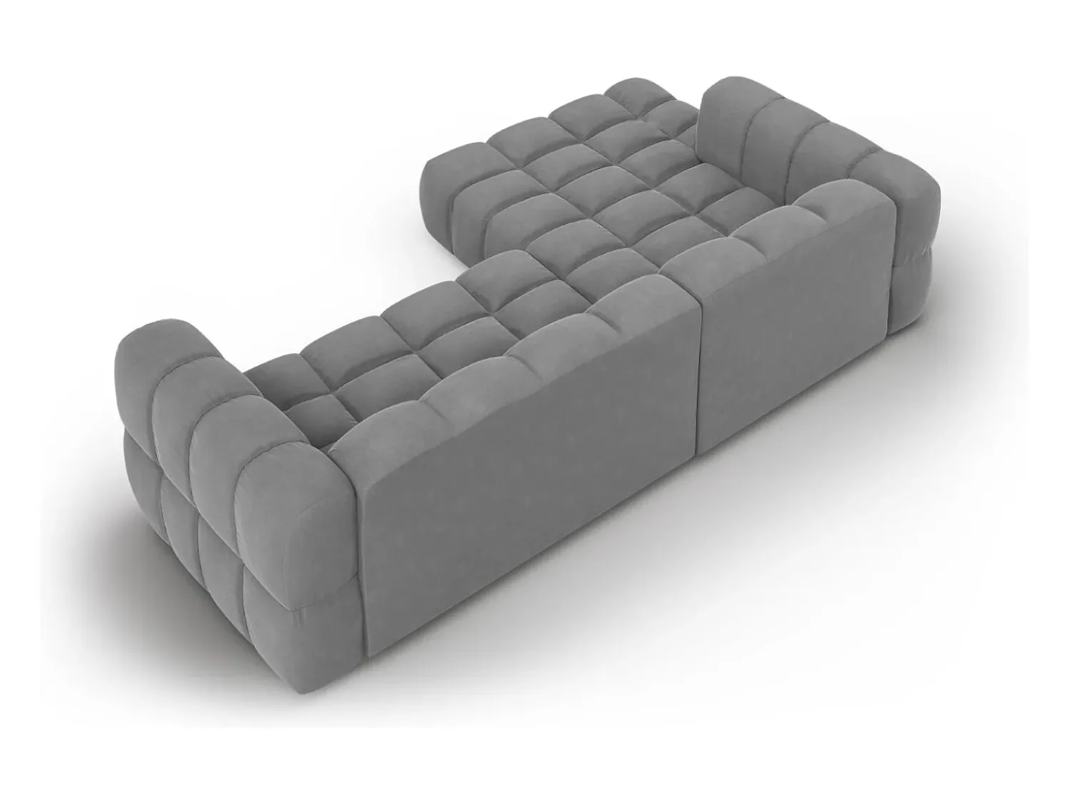 Cosmopolitan Design - Sofá modular de canto esquerdo "Sky" 4 lugares em veludo cinza claro - 272x162x75cm^ Sofá