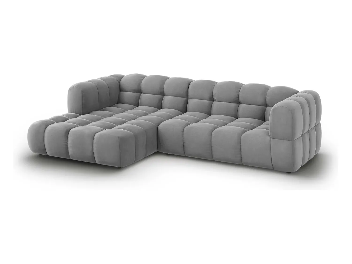 Cosmopolitan Design - Sofá modular de canto esquerdo "Sky" 4 lugares em veludo cinza claro - 272x162x75cm^ Sofá