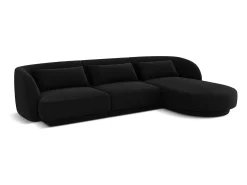 Sofá*Cosmopolitan Design - Sofá de canto direito "Tulum" 4 lugares em veludo - 255x156x70cm Preto