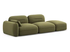 Sofá|Cosmopolitan Design - Sofá modular direito "Sydney" 3 lugares em veludo - 295x90x70cm Verde claro