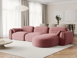 Sofá*Cosmopolitan Design - Sofá modular de canto direito "Sydney" 4 lugares em veludo salmão - 320x165x70cm Rosa claro