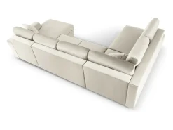 Cosmopolitan Design - Sofá panorâmico convertível esquerdo com caixa de arrumação "Kyoto" 7 lugares em veludo claro - 313x194x88cm^ Sofá