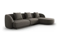 Sofá*Cosmopolitan Design - Sofá de canto direito "Tulum" 4 lugares em tecido chenille cinza - 255x156x70cm Cinzento