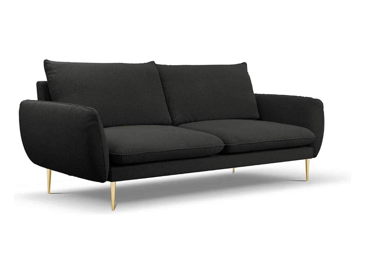 Outlet Cosmopolitan Design - Sofá "Vienna" 4 lugares em tecido bouclé - 230x92x95cm Preto
