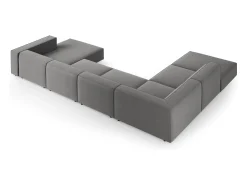 Sofá|Cosmopolitan Design - Sofá de canto panorâmico à esquerda "Arendal" 7 lugares em veludo cimento - 364x262x70cm Cinzento