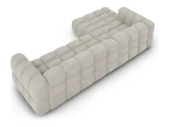 Best Cosmopolitan Design - Sofá modular de canto esquerdo "Sky" 4 lugares em veludo claro - 300x162x75cm Bege