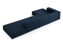 Cosmopolitan Design - Sofá de canto esquerdo "Arendal" 5 lugares em tecido chenille com efeito canelado azul real - 341x166x70cm^ Sofá