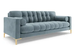 Sofá|Cosmopolitan Design - Sofá "Bali" 4 lugares em veludo - 217x92x75cm Azul claro