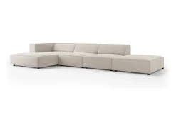 Cosmopolitan Design - Sofá de canto esquerdo "Arendal" 5 lugares em veludo cru - 341x166x70cm^ Sofá