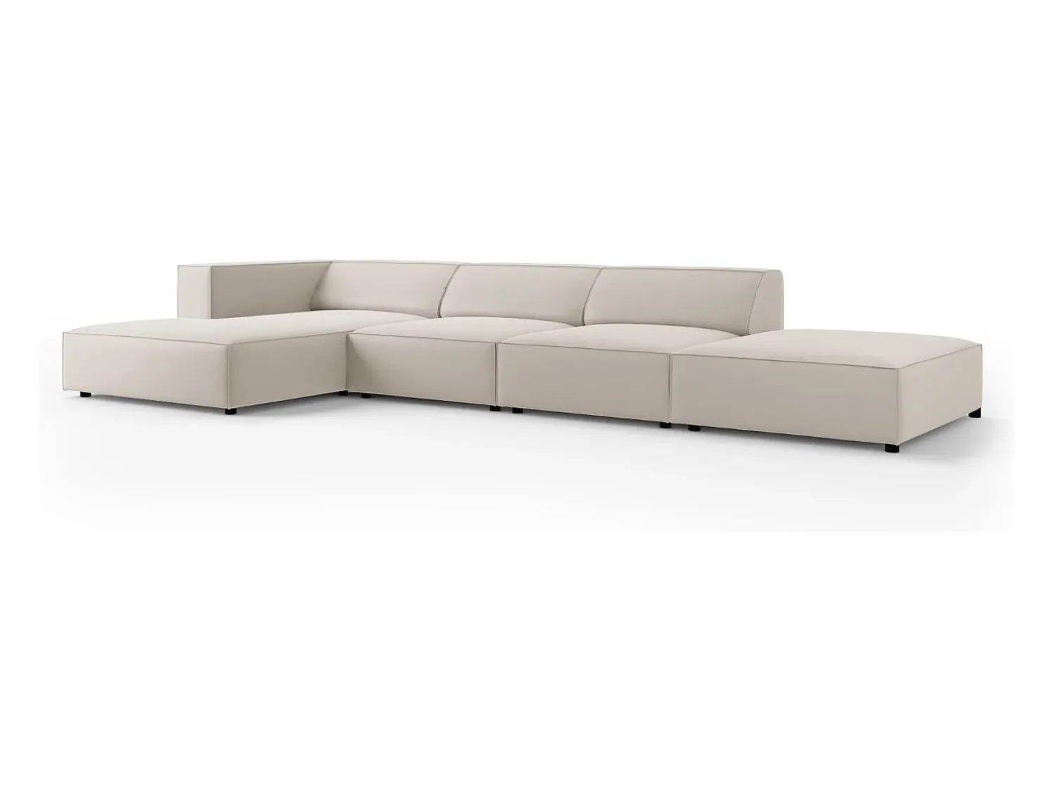 Cosmopolitan Design - Sofá de canto esquerdo "Arendal" 5 lugares em veludo cru - 341x166x70cm^ Sofá