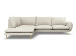 Sofá|Cosmopolitan Design - Sofá de canto esquerdo "Vienna" 6 lugares em tecido estrutural claro - 275x185x95cm Bege
