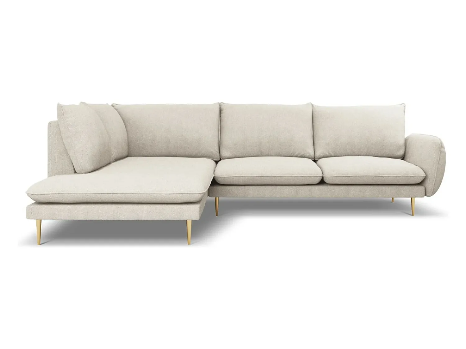Sofá|Cosmopolitan Design - Sofá de canto esquerdo "Vienna" 6 lugares em tecido estrutural claro - 275x185x95cm Bege