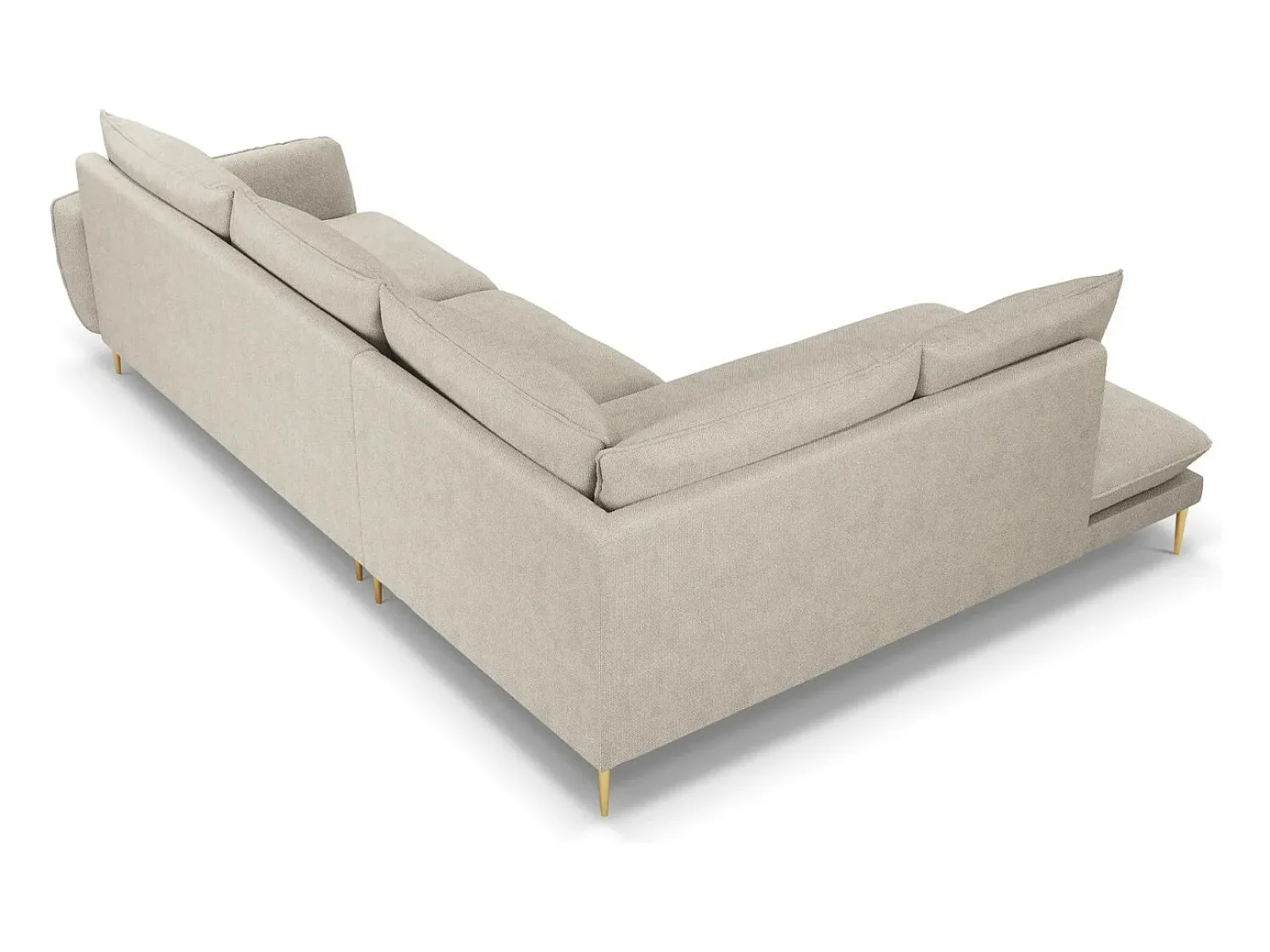 Sofá|Cosmopolitan Design - Sofá de canto esquerdo "Vienna" 6 lugares em tecido estrutural claro - 275x185x95cm Bege