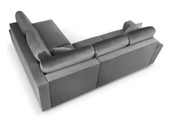 Discount Cosmopolitan Design - Sofá convertível de canto direito com caixa de arrumação "Kyoto" 5 lugares em veludo cinza claro - 243x194x88cm Cinzento claro