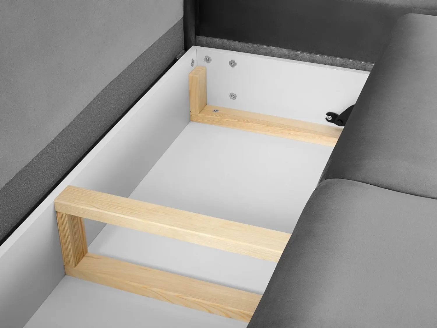 Discount Cosmopolitan Design - Sofá convertível de canto direito com caixa de arrumação "Kyoto" 5 lugares em veludo cinza claro - 243x194x88cm Cinzento claro