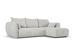 Cosmopolitan Design - Sofá convertível de canto direito com caixa de arrumação "Matera" 4 lugares em tecido chenille cinza claro - 253x173x86cm^ Sofá
