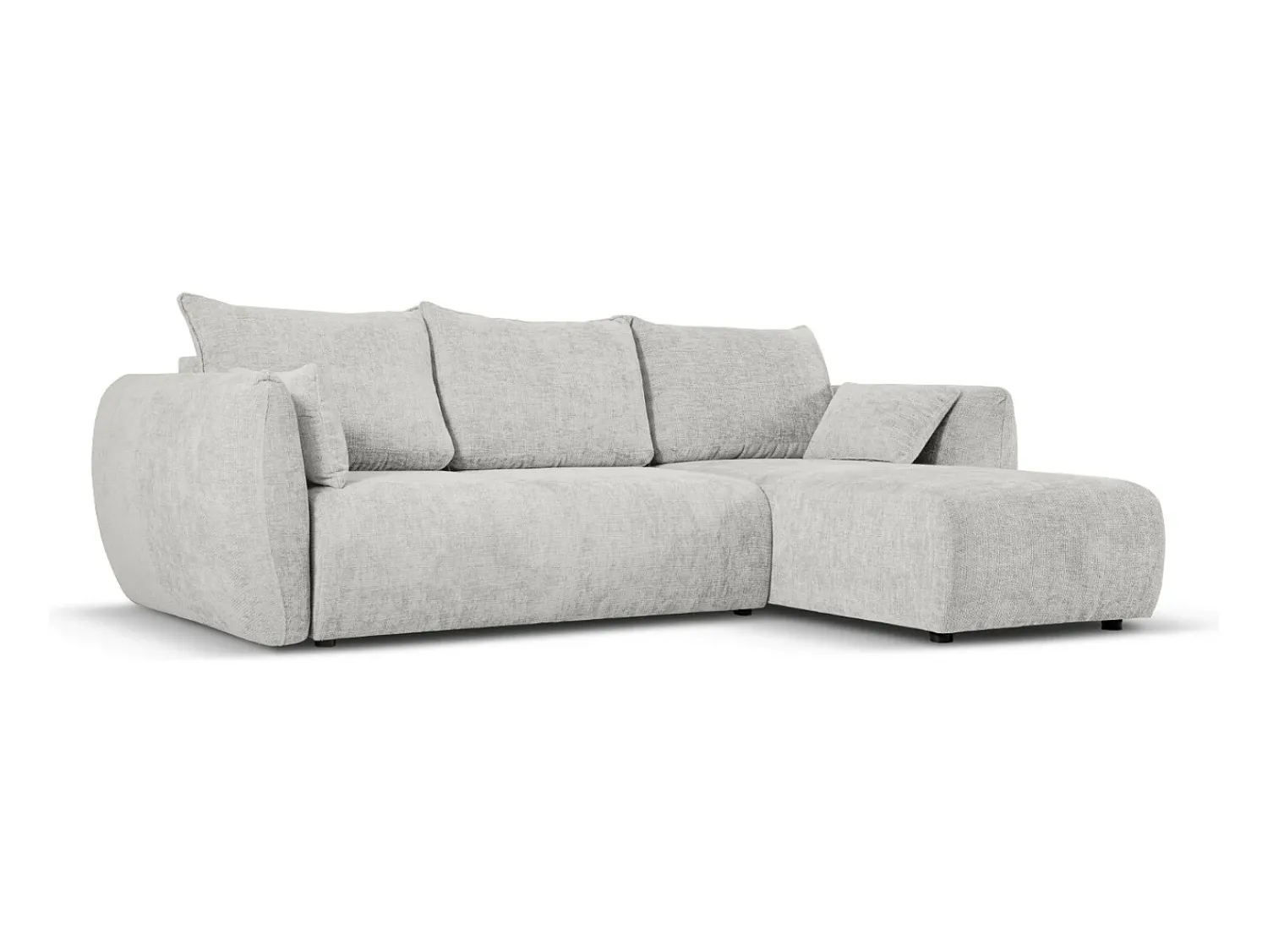 Cosmopolitan Design - Sofá convertível de canto direito com caixa de arrumação "Matera" 4 lugares em tecido chenille cinza claro - 253x173x86cm^ Sofá