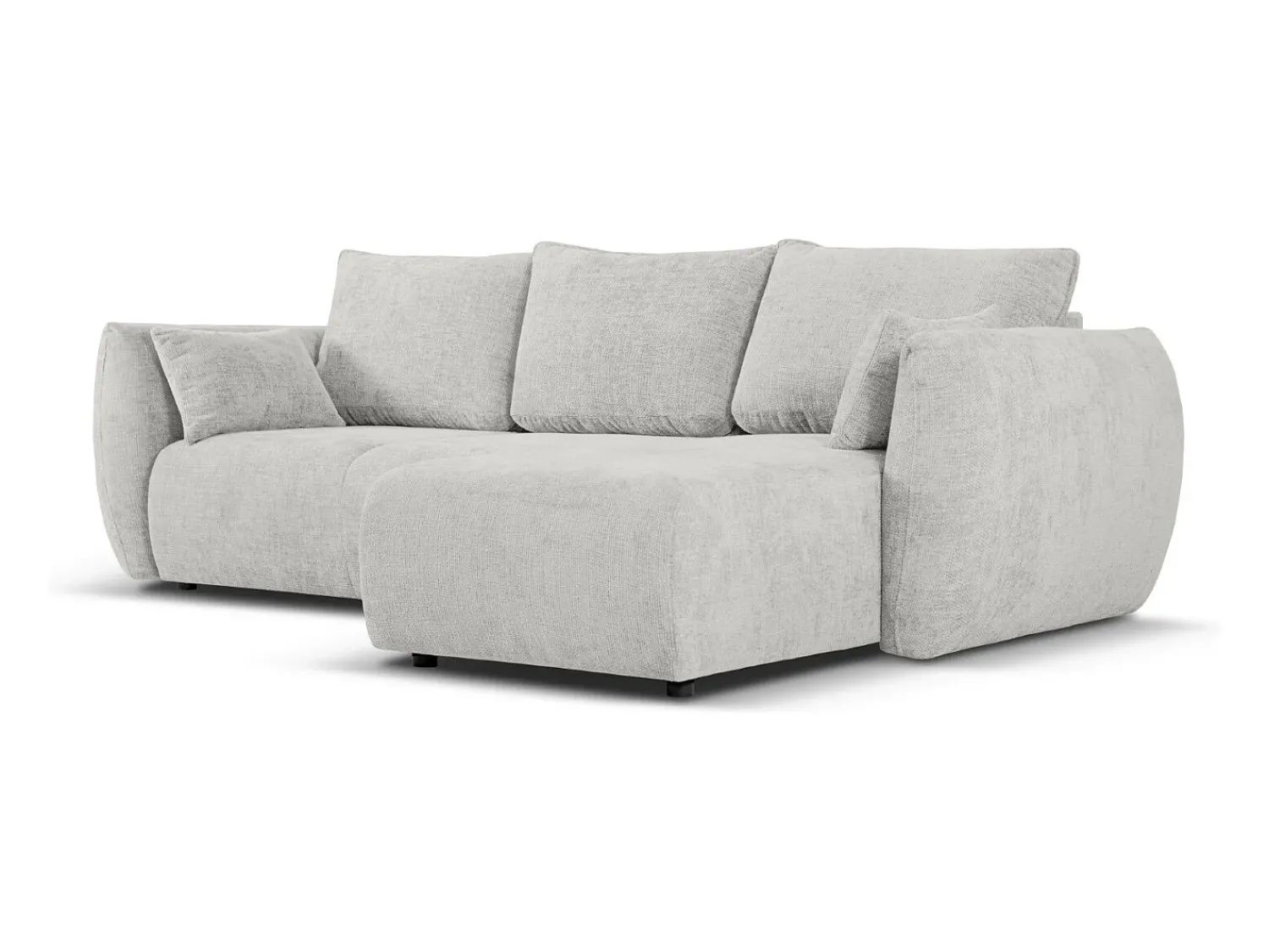 Cosmopolitan Design - Sofá convertível de canto direito com caixa de arrumação "Matera" 4 lugares em tecido chenille cinza claro - 253x173x86cm^ Sofá