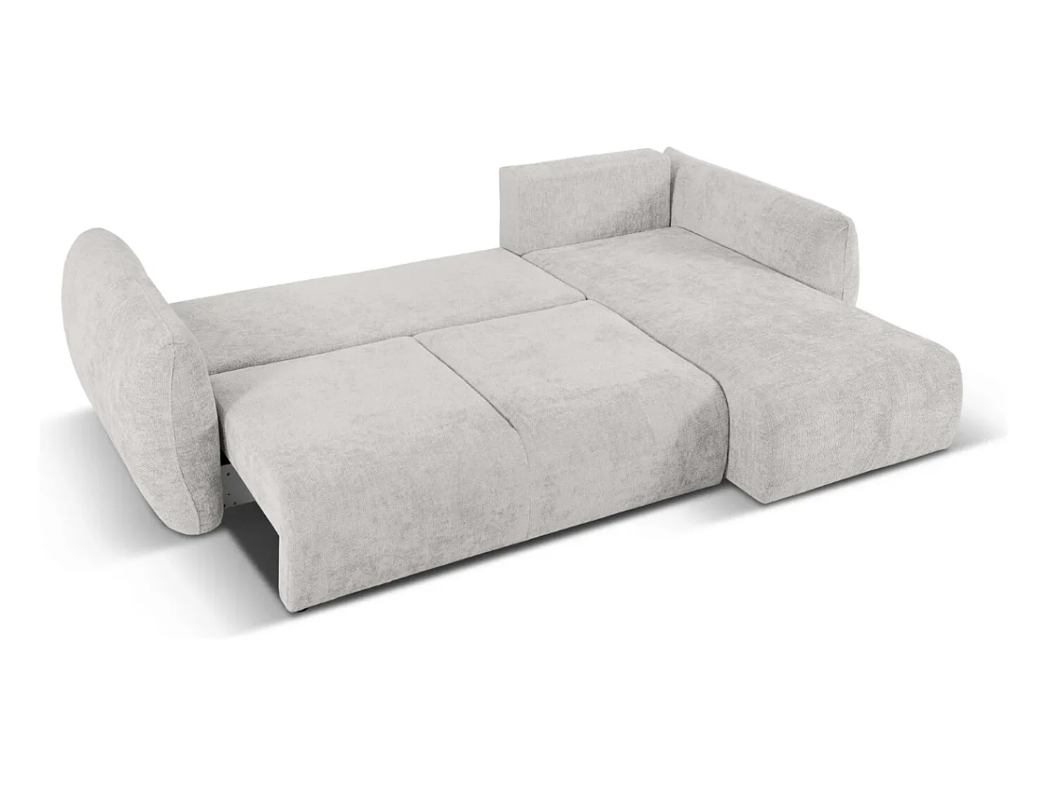 Cosmopolitan Design - Sofá convertível de canto direito com caixa de arrumação "Matera" 4 lugares em tecido chenille cinza claro - 253x173x86cm^ Sofá