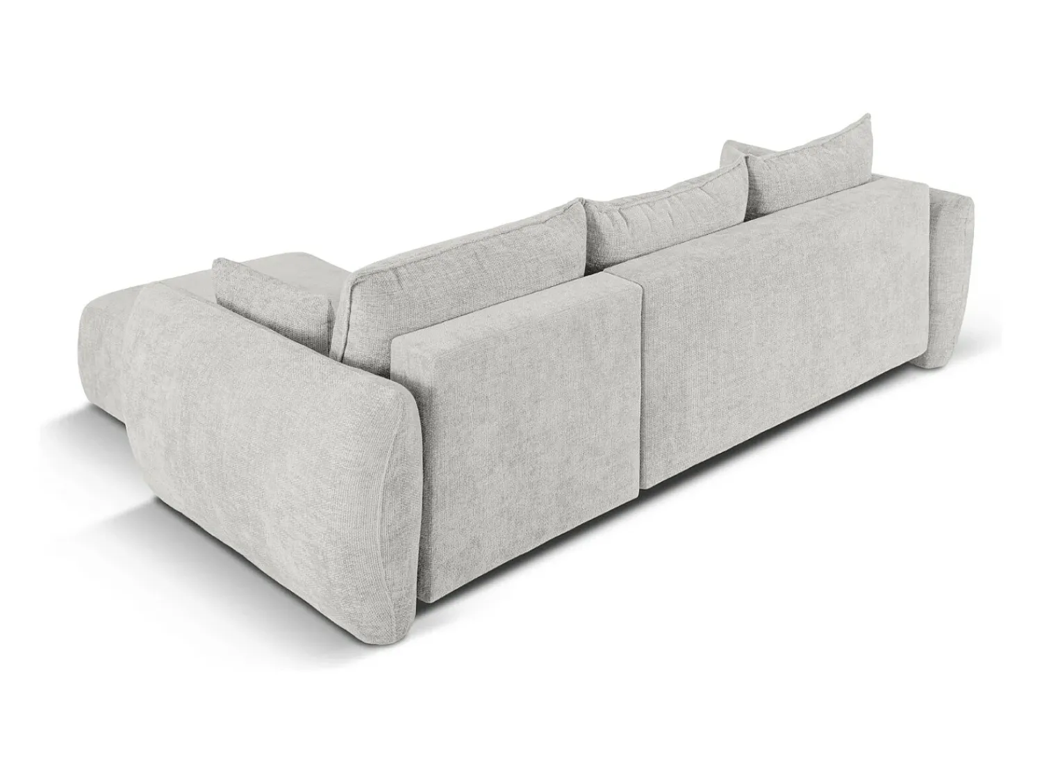 Cosmopolitan Design - Sofá convertível de canto direito com caixa de arrumação "Matera" 4 lugares em tecido chenille cinza claro - 253x173x86cm^ Sofá