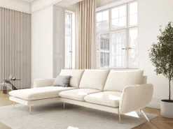 Sofá*Cosmopolitan Design - Sofá de canto esquerdo "Vienna" 5 lugares em veludo claro - 255x170x95cm Bege