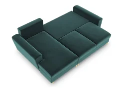 Sofá*Cosmopolitan Design - Sofá convertível de canto esquerdo com caixa de arrumação "Kyoto" 4 lugares em veludo petróleo - 241x145x88cm Verde esmeralda