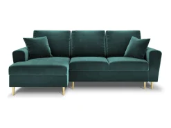 Sofá*Cosmopolitan Design - Sofá convertível de canto esquerdo com caixa de arrumação "Kyoto" 4 lugares em veludo petróleo - 241x145x88cm Verde esmeralda