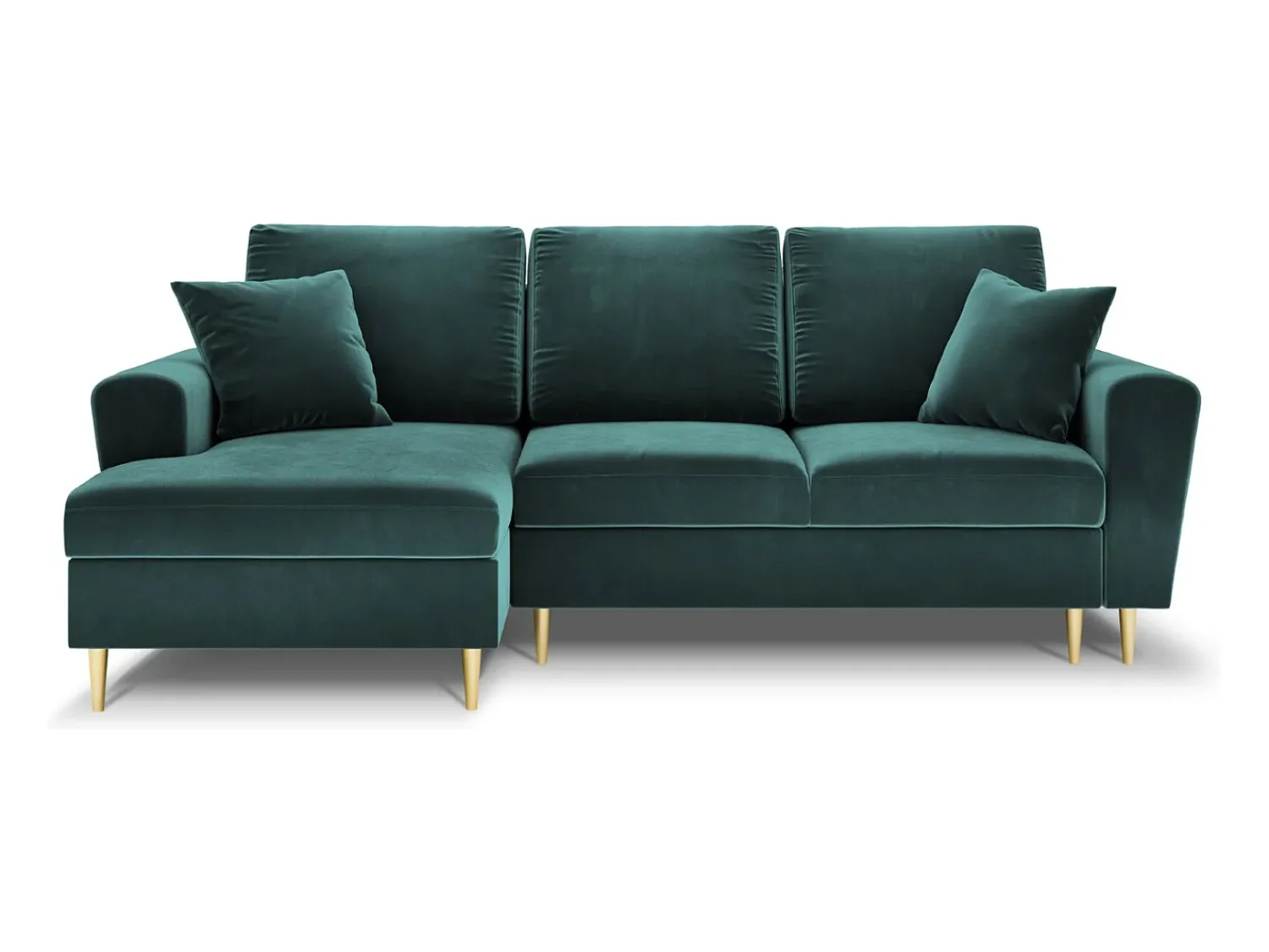 Sofá*Cosmopolitan Design - Sofá convertível de canto esquerdo com caixa de arrumação "Kyoto" 4 lugares em veludo petróleo - 241x145x88cm Verde esmeralda