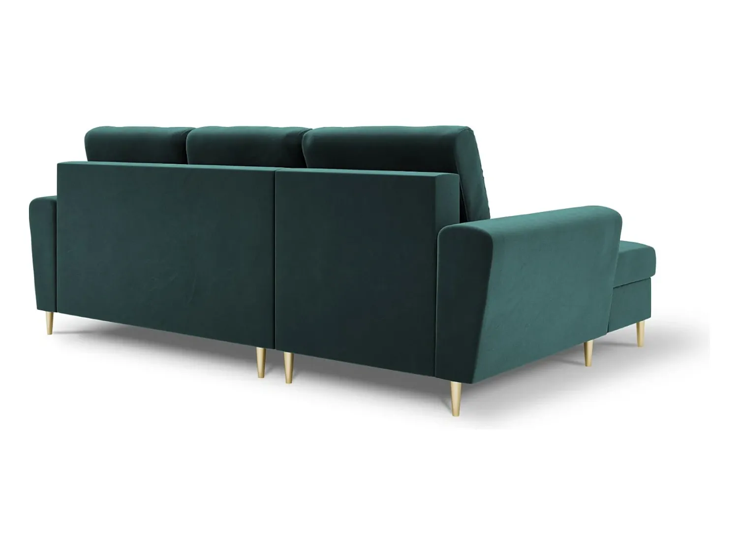 Sofá*Cosmopolitan Design - Sofá convertível de canto esquerdo com caixa de arrumação "Kyoto" 4 lugares em veludo petróleo - 241x145x88cm Verde esmeralda
