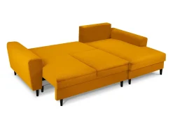 Sofá*Cosmopolitan Design - Sofá convertível de canto direito com caixa de arrumação "Kyoto" 4 lugares em veludo cotelê - 241x145x88cm Amarelo