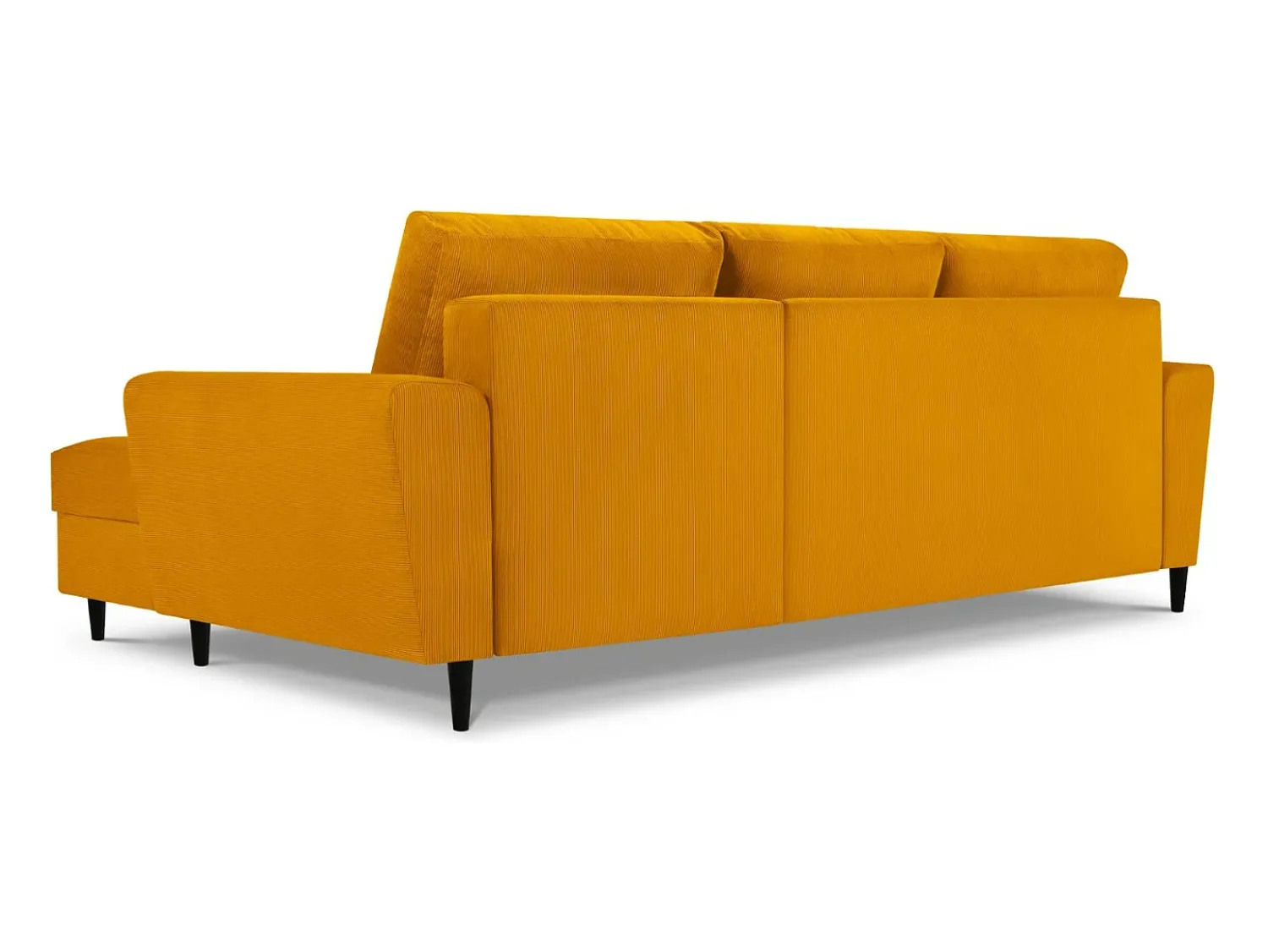 Sofá*Cosmopolitan Design - Sofá convertível de canto direito com caixa de arrumação "Kyoto" 4 lugares em veludo cotelê - 241x145x88cm Amarelo