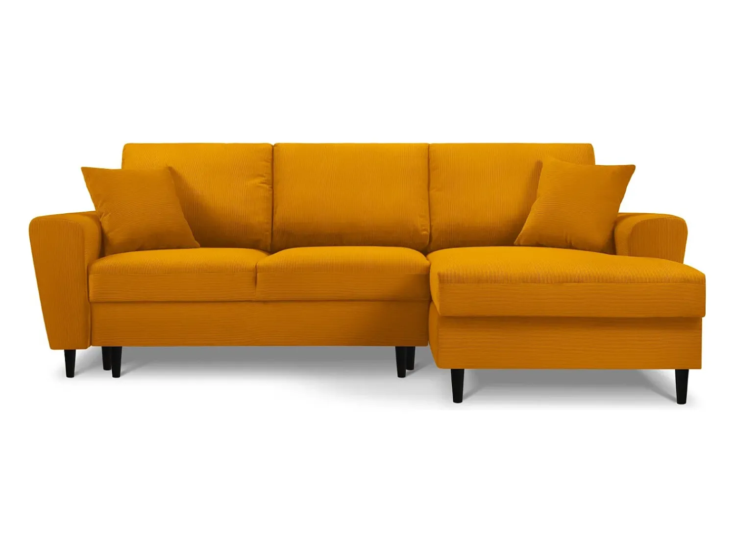 Sofá*Cosmopolitan Design - Sofá convertível de canto direito com caixa de arrumação "Kyoto" 4 lugares em veludo cotelê - 241x145x88cm Amarelo