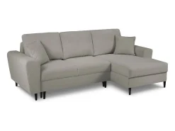 Sofá*Cosmopolitan Design - Sofá convertível de canto direito com caixa de arrumação "Kyoto" 4 lugares em tecido bouclé cinza - 241x145x88cm Cinzento
