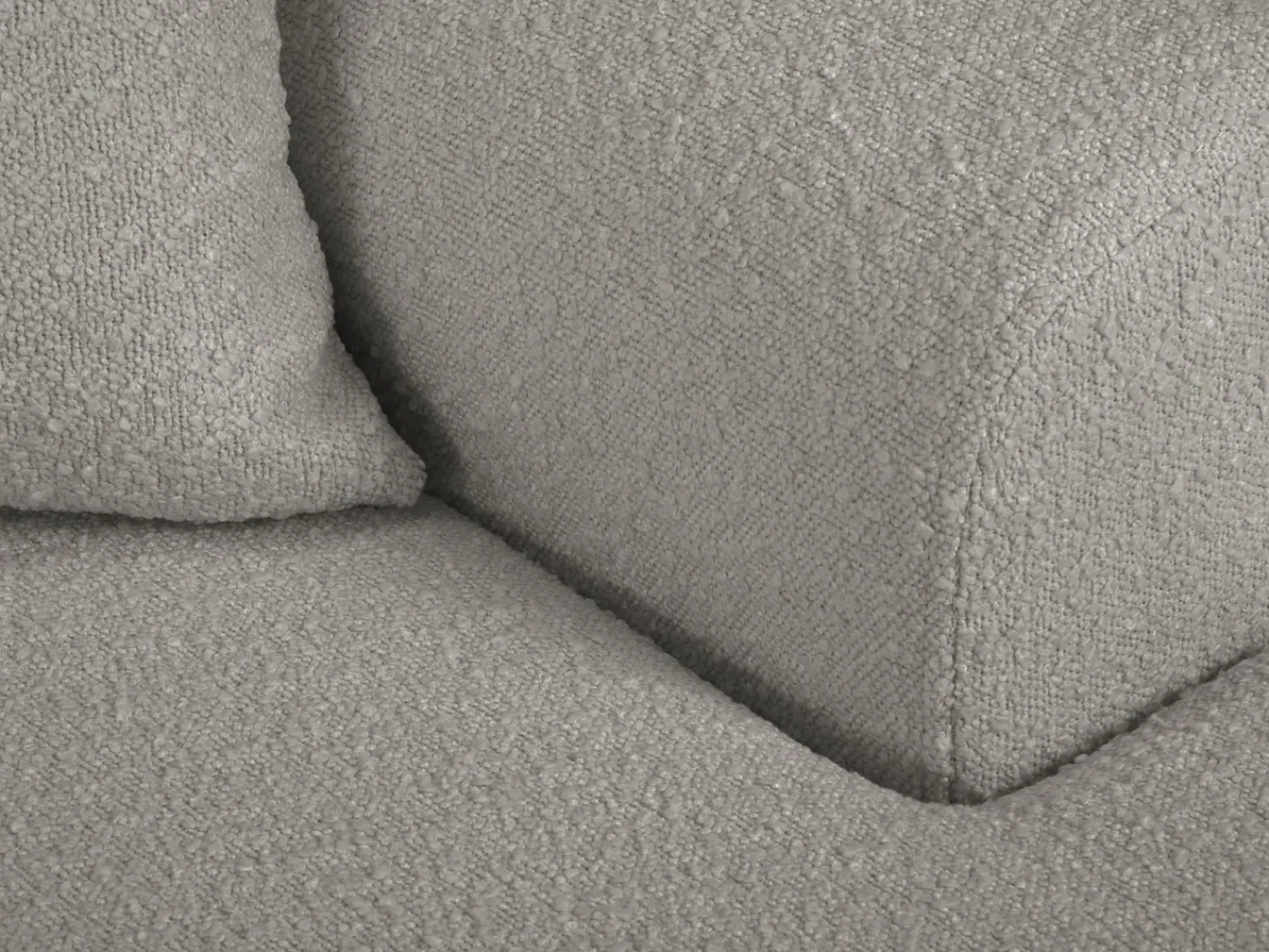 Sofá*Cosmopolitan Design - Sofá convertível de canto direito com caixa de arrumação "Kyoto" 4 lugares em tecido bouclé cinza - 241x145x88cm Cinzento