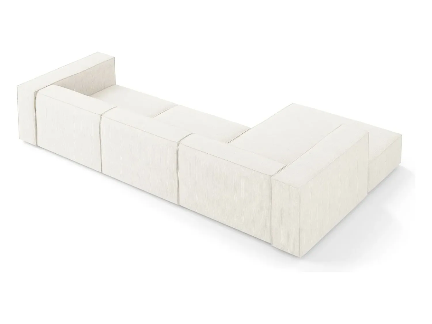 Sofá|Cosmopolitan Design - Sofá de canto esquerdo "Arendal" 4 lugares em tecido chenille com efeito canelado - 284x166x70cm Marfim