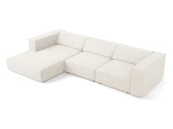 Sofá|Cosmopolitan Design - Sofá de canto esquerdo "Arendal" 4 lugares em tecido chenille com efeito canelado - 284x166x70cm Marfim