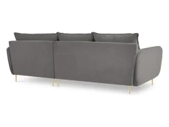Cosmopolitan Design - Sofá de canto direito "Vienna" 5 lugares em veludo cinza claro - 255x170x95cm^ Sofá