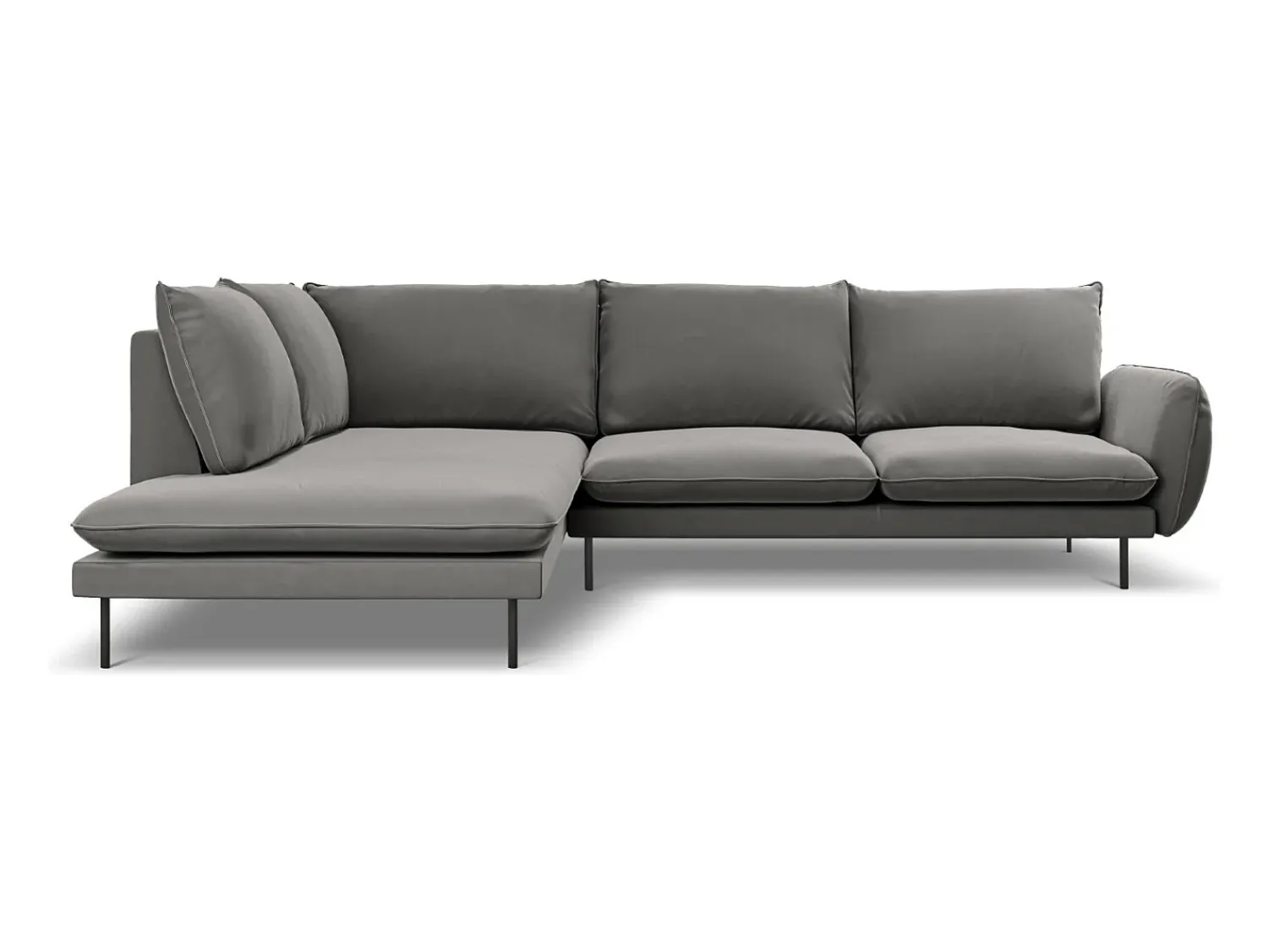 Sofá|Cosmopolitan Design - Sofá de canto esquerdo "Vienna" 6 lugares em veludo cinza claro - 275x185x95cm Cinzento claro
