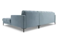 New Cosmopolitan Design - Sofá de canto direito "Bali" 5 lugares em veludo - 293x185x75cm Azul claro