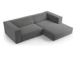 Sofá*Cosmopolitan Design - Sofá de canto direito "Arendal" 3 lugares em veludo cimento - 224x166x70cm Cinzento