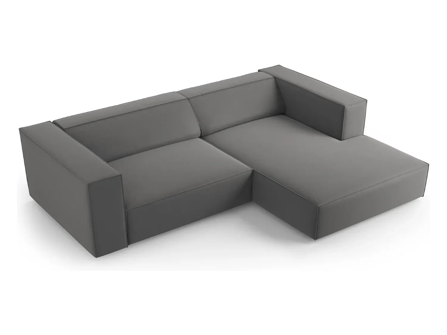 Sofá*Cosmopolitan Design - Sofá de canto direito "Arendal" 3 lugares em veludo cimento - 224x166x70cm Cinzento