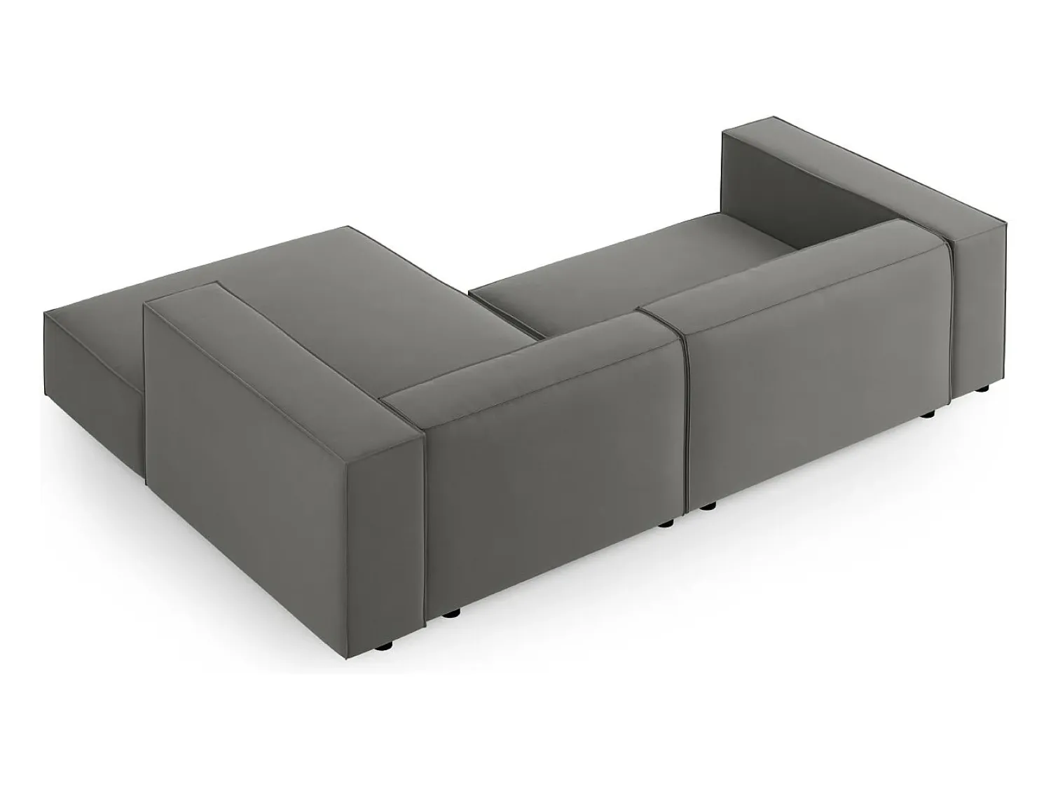 Sofá*Cosmopolitan Design - Sofá de canto direito "Arendal" 3 lugares em veludo cimento - 224x166x70cm Cinzento