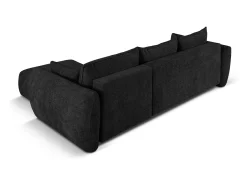 Sofá|Cosmopolitan Design - Sofá convertível de canto direito com caixa de arrumação "Matera" 4 lugares em tecido chenille - 253x173x86cm Preto