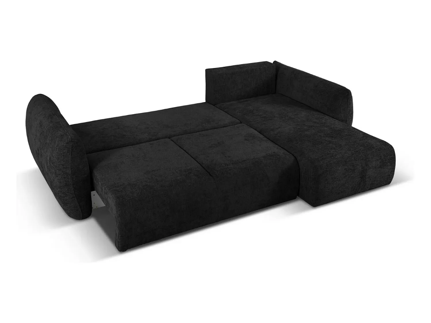 Sofá|Cosmopolitan Design - Sofá convertível de canto direito com caixa de arrumação "Matera" 4 lugares em tecido chenille - 253x173x86cm Preto