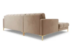 Sofá|Cosmopolitan Design - Sofá de canto esquerdo "Bali" 5 lugares em veludo - 293x185x75cm Bege