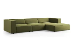 Cosmopolitan Design - Sofá de canto direito "Arendal" 4 lugares em veludo - 284x166x70cm^ Sofá